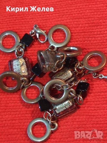 ШАРМАНТНА ПОМЕДНЕНА ВИНТИДЖ АРТ ГРИВНА от БЛАГОРОДНА СТОМАНА с ВЕНЕЦИАНСКИ ТИП ЦВЕТНО СТЪКЛО 37381, снимка 3 - Гривни - 41682657