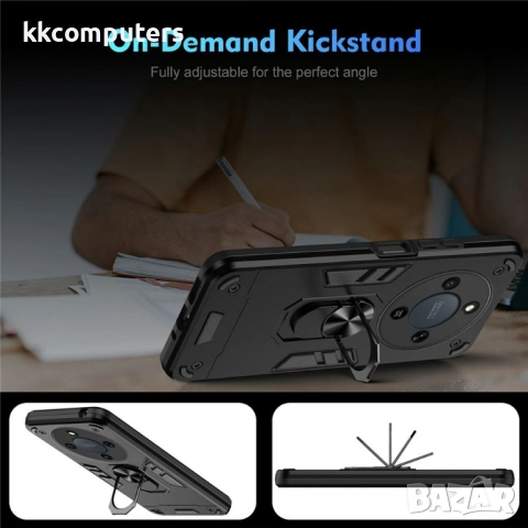 Калъф за Honor Magic8 Lite 5G - PC+TPU, с Ротационен стенд, Монтаж за Кола, 3 Цвята, Вкл. Протектор, снимка 8 - Калъфи, кейсове - 53174538