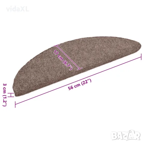 vidaXL Постелки за стълби, самозалепващи се, 10 бр., 56x17x3 см, светлокафяви, полукръгли, снимка 8 - Изтривалки - 56146121
