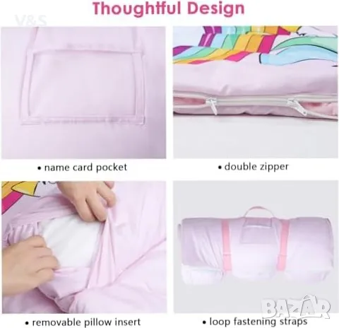 Детски топъл спален чувал с подвижна възглавница, сгъваема постелка за дрямка за момичета и момчета,, снимка 4 - Спално бельо и завивки - 49848018