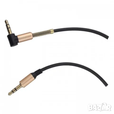 AUX кабел 1 m с 3.5 mm жакове и Г-образен конектор