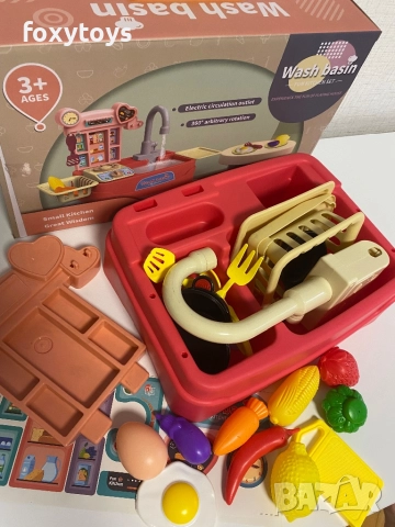 Детска мивка с течаща вода с малка кухня, снимка 5 - Образователни игри - 52669934