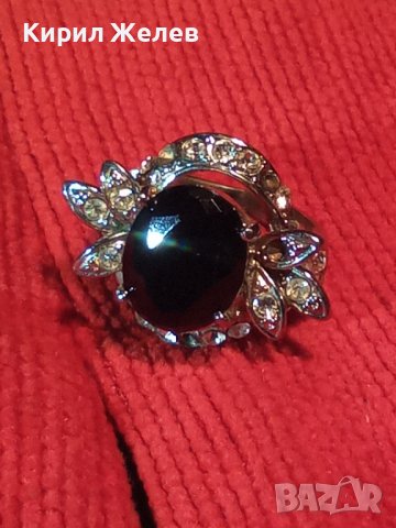 ПРЕКРАСЕН ФЛОРАЛЕН АР НУВО ПОСРЕБРЕН ПРЪСТЕН с ЮВЕЛИРНО ФАСЕТИРАН ГОЛЯМ МАРКАЗИТ и ЦИРКОНЧЕТА 70571, снимка 2 - Пръстени - 37512615