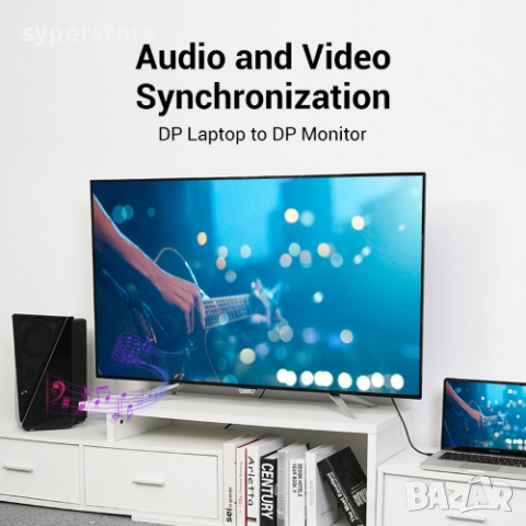 Кабел DisplayPort Мъжко - Мъжко v.1.2 4K Черен 3m. Vention HACBI Cable DP to DP M/M, снимка 3 - Кабели и адаптери - 36444712