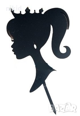 Барби Момиче Лейди с корона черен твърд акрил топер украса декор за торта рожден ден моминско парти, снимка 2 - Други - 35722643