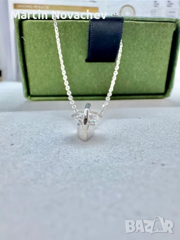 Сребърно колие с мойсанит (Диамант) 1 карат, снимка 8 - Колиета, медальони, синджири - 53611732