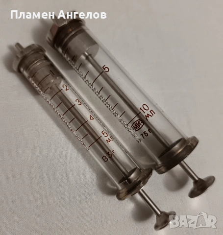 Лот от 2броа стъклени спринцовки