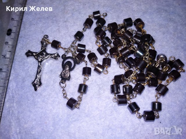 РИМОКАТОЛИЧЕСКА ОГЪРЛИЦА МОЛИТВЕНА БРОЕНИЦА ХЕМАТИТ със СРЕБРИСТИ РАЗПЯТИЕ и ДВУСТРАННА ИКОНКА 26370, снимка 8 - Колиета, медальони, синджири - 41389373