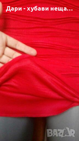 Червена еластична рокля с релеф🍀❤S,M❤🍀арт.077, снимка 5 - Рокли - 36331076