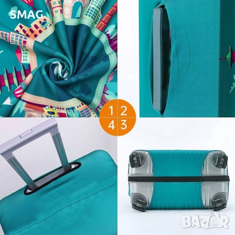 Защитно покривало за куфар, зелено с щампа на световни забележителности_1237141, снимка 2 - Други - 52305930