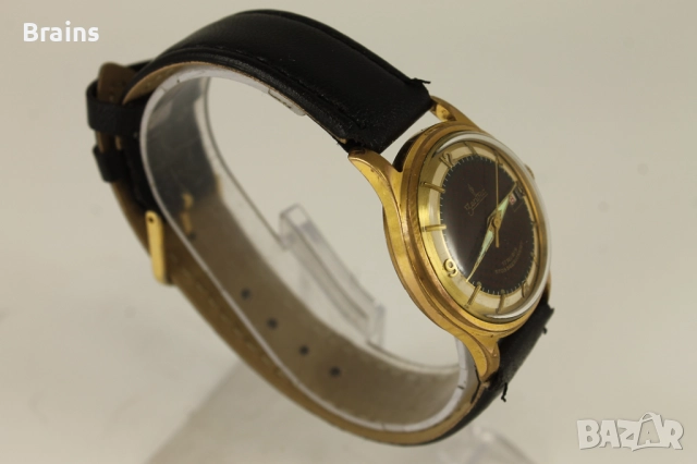 1940's ZENTRA Позлатен Немски Часовник Шахматен Циферблат, снимка 6 - Антикварни и старинни предмети - 51786280