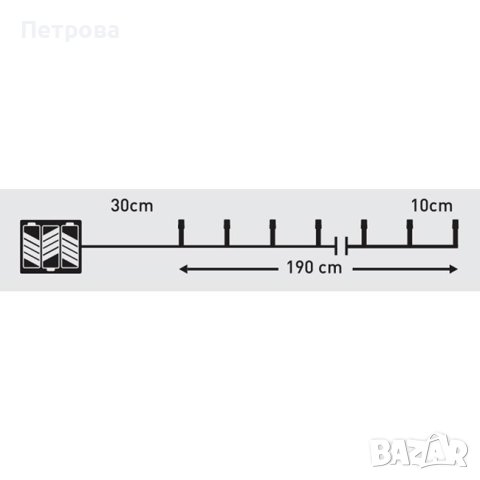 Зелени LED лампички на батерии-2,20 метра/лампички за коледна елха/лампички за декорация/лампички за, снимка 4 - Декорация за дома - 42708126