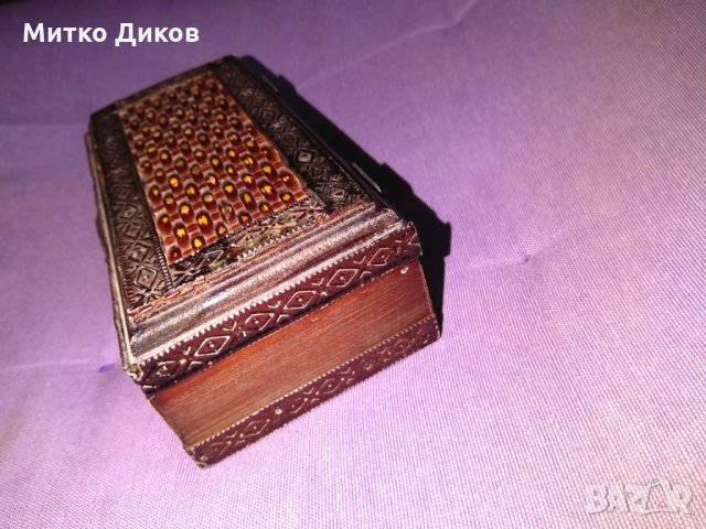 Дървена кутия от соца ръчна изработка с метален обков 140х70х50мм, снимка 2 - Декорация за дома - 34656480