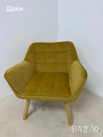 Кадифен фотьойл HOMCOM скандинавски дизайн , снимка 2 - Дивани и мека мебел - 52551584