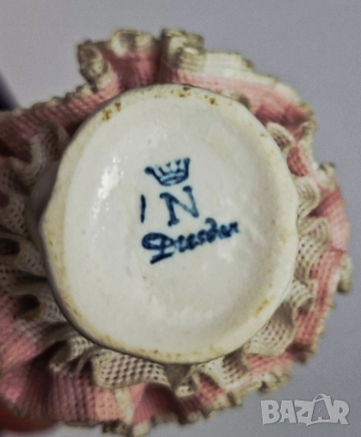 Порцеланова балерина с розова рокля - Sandizell, Dresden, снимка 6 - Статуетки - 52681026