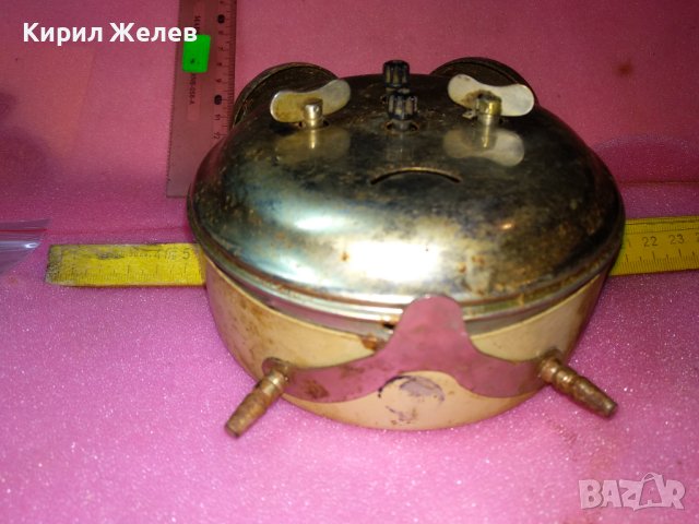JANTAR MADE in USSR Стар РУСКИ БУДИЛНИК МЕХАНИЧЕН НАСТОЛЕН ЧАСОВНИК ЯНТАР СССР 43674, снимка 12 - Антикварни и старинни предмети - 44463409