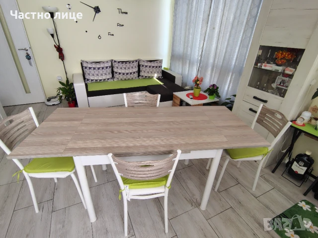 Продавам разтегателна трапезна маса ПДЧ дъб Сонома и бяло, снимка 5 - Маси - 50801375