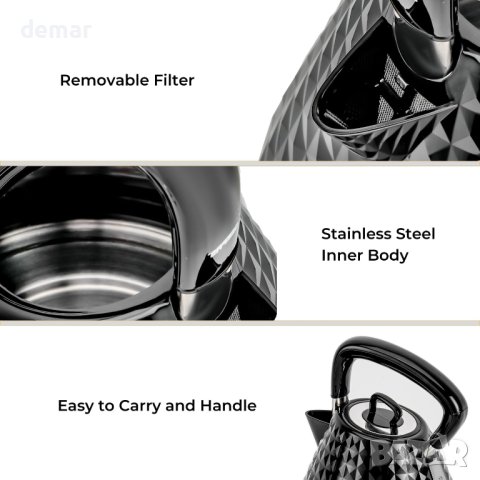 Безжична електрическа кана Geepas 1,5 л – 3000 W, снимка 8 - Други - 42121567