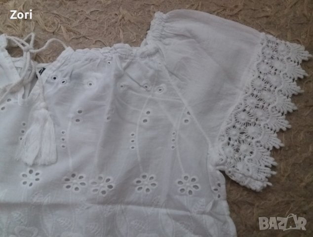 ИЗКЛЮЧИТЕЛНО КРАСИВА бяла памучна блуза/риза в английска дантела , снимка 6 - Ризи - 41979218