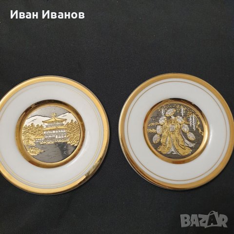 Мини колекционерска чиния The Art Of Chokin  гравирани с медно злато и сребро, снимка 1 - Други ценни предмети - 40339129