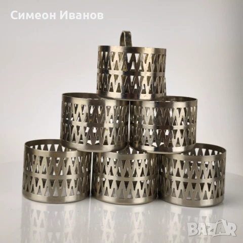 Стар комплект от 6 подстакани сервиз България #6124, снимка 1