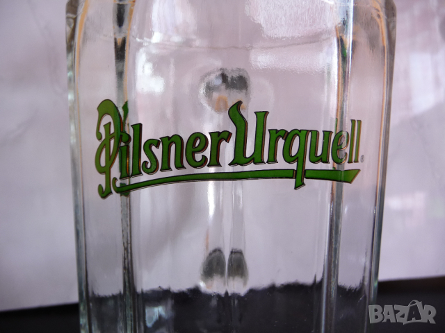 Голяма стъклена халба за бира Pilsner Urquell 1 литър чешка Чехия, снимка 7 - Чаши - 44518617