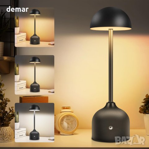 Toowell Акумулаторна настолна нощна лампа сензорна димируема, черна