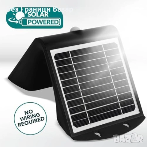 Нова външна Соларна LED лампа 500lm 4W PIR сензор движение 4000K IP65, снимка 6 - Лед осветление - 53697240