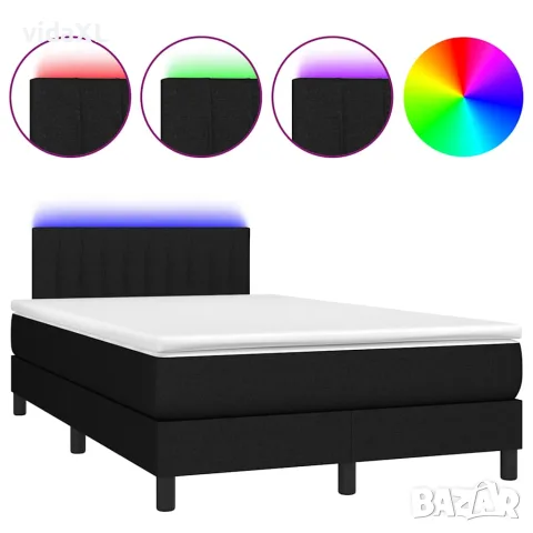 vidaXL Боксспринг легло с матрак и LED, черно, 120x200 см, плат