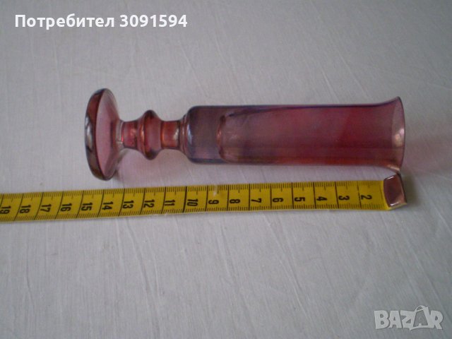  Ръчно издухана стъклена ваза с боровинков цвят, снимка 3 - Антикварни и старинни предмети - 40600255