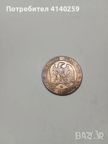 ФРАНЦИЯ МОНЕТИ 5 САНТИМА 1854 Г , снимка 2 - Нумизматика и бонистика - 55947224