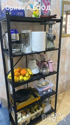 Сгъваем Стелаж с 5 рафта на Колелца, Изцяло Метален, Издържа 200 килограма , снимка 8 - Етажерки - 52091234