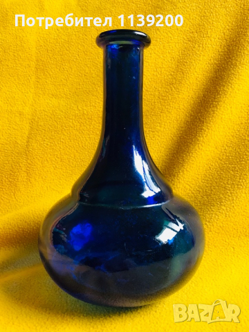 2 винтидж френски стъклени сини вази, снимка 11 - Вази - 36520724