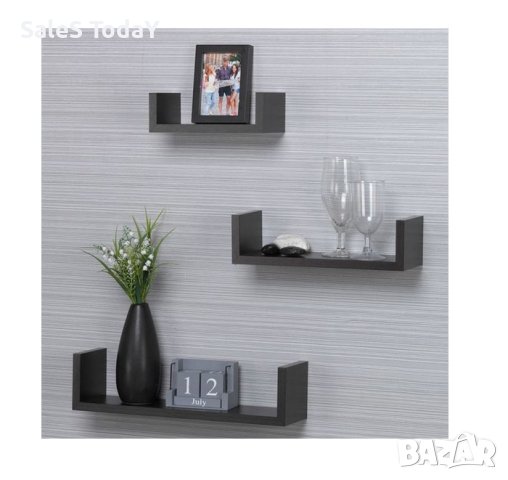 Рафтове за стена, 3бр., до 3кг, комплект етажерки, тъмно кафяв, снимка 2 - Етажерки - 39920716