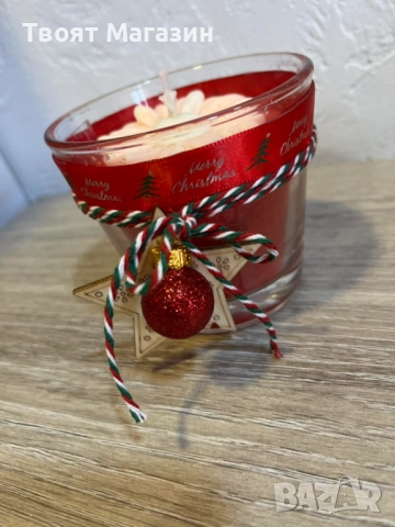 Коледна свещ в стъклена чаша – Изискана декорация за празника, снимка 6 - Коледни подаръци - 52681257