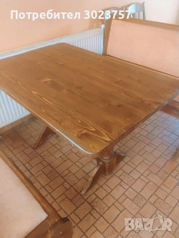 Маса масив с две диванчета, снимка 2 - Оборудване за магазин - 51075571