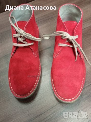 Дамски червени боти естествен велур № 39, снимка 3 - Дамски боти - 42440471