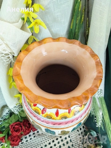 Ваза от Италия ръчно рисувана , снимка 8 - Вази - 52642734