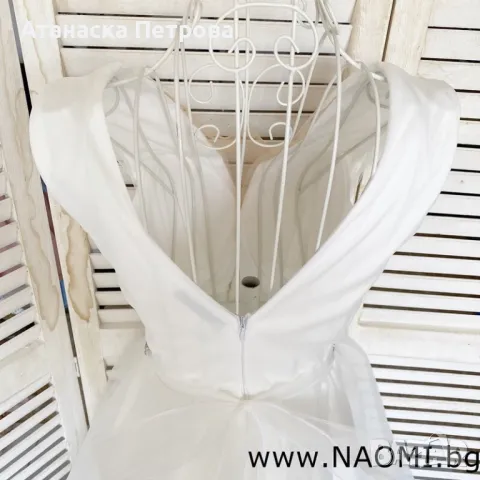 Бяла къса рокля за коктейл, сватба, моминско парти или кръщене., снимка 2 - Рокли - 50260731