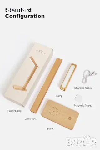 Смарт LED лампа за нощно/маса с безжично зарядно и USB, димираща се (5000K), снимка 6 - Настолни лампи - 55850036