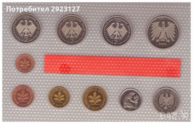 МАТИРАН СЕТ ФЕДЕРАЛНА РЕПУБЛИКА ГЕРМАНИЯ 2001 J, снимка 2 - Нумизматика и бонистика - 51770013