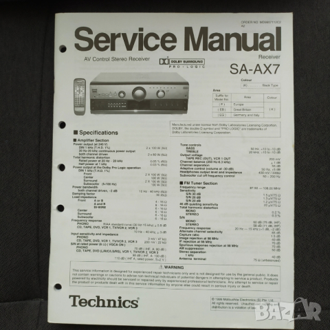 Сервизно описание Техникс Technics OРИГИНАЛ, снимка 6 - Специализирана литература - 52511014