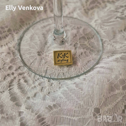 Две стъклени чаши за вино в стил " Tiffany", снимка 3 - Чаши - 52884533