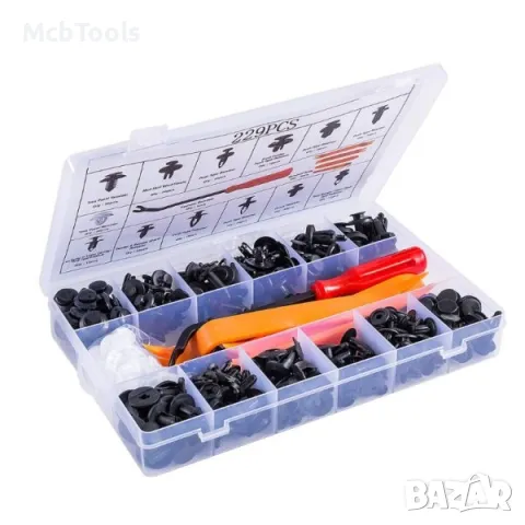 Комплект щипки + инструменти за кори/тапицерия за автомобил 229 части