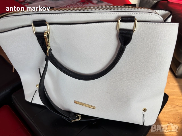 Голяма бяла дамска чанта от марката STEVE MADDEN. /НОВА. Безплатна доставка., снимка 3 - Чанти - 53069951