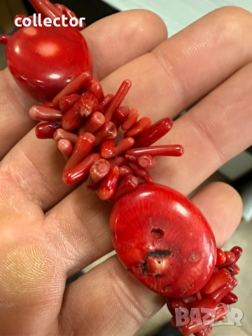 Гривна от естествен червен корал. №7469, снимка 6 - Гривни - 51998544