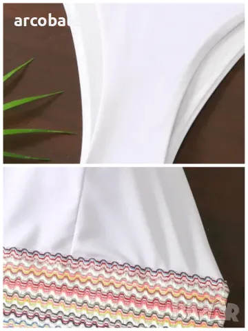 Моден дамски бански костюм с цветни блокчета и ленти, 5цвята , снимка 7 - Бански костюми - 50153335