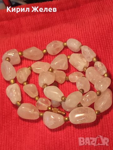 СТАРО СКЪПОЦЕННО КОЛИЕ НАТУРАЛЕН МЛЕЧЕН КВАРЦ с БРОНЗОВА ЗАКОПЧАЛКА на ВИНТ 34673, снимка 3 - Антикварни и старинни предмети - 39193212