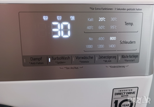 Инверторна пералня  LG DirectDrive  - с пара, 12 кг , снимка 3 - Перални - 51848318