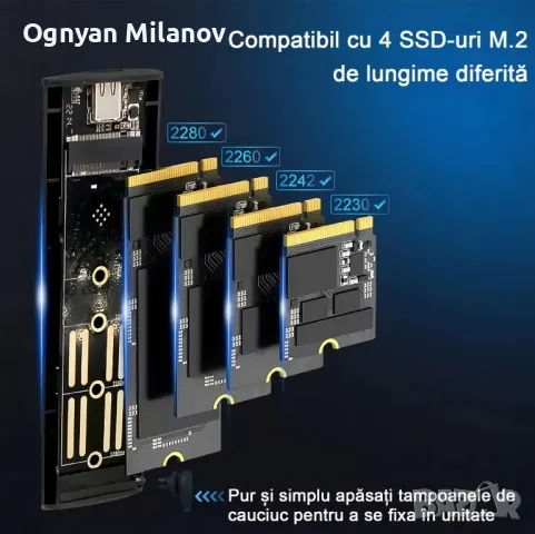 NVME M.2 Solid State Drive Външен корпус,M.2 към USB C, снимка 1